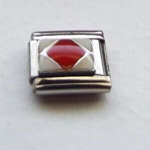 Enamel Maritime signal flag F 9mm stainless steel italian charm bracelet link